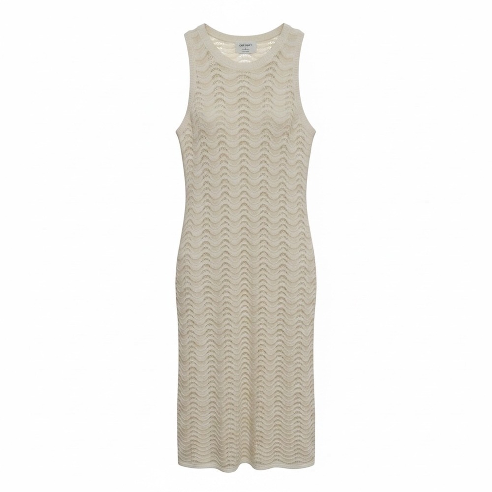 Old Navy Crochet Wavy Knit Sheath Dress Beige Cream XL Sleeveless Midi